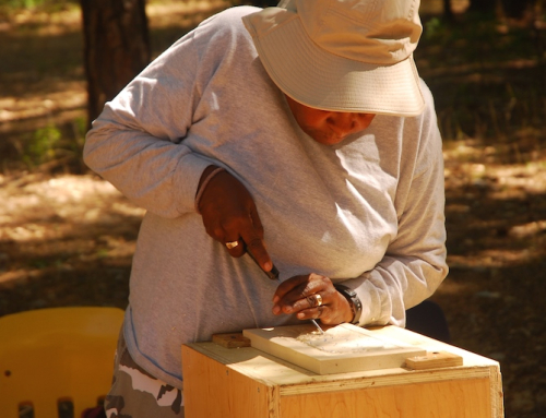 Woodcarving Student with Chisel